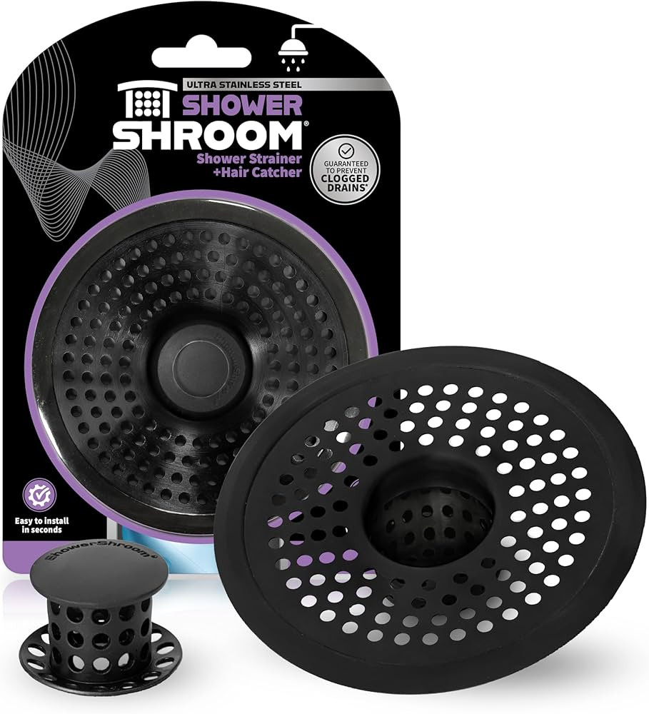ShowerShroom Ultra Matte Black Hair Catcher, Stainless Steel Drain Protector, Fits All Shower Dra... | Amazon (US)