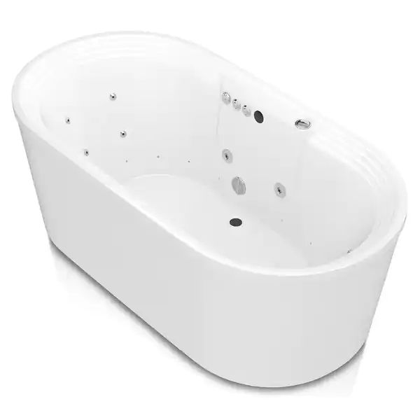 ANZZI Sofi 5.6 ft. Center Drain Whirlpool and Air Bath Tub in White - Overstock - 32168547 | Bed Bath & Beyond