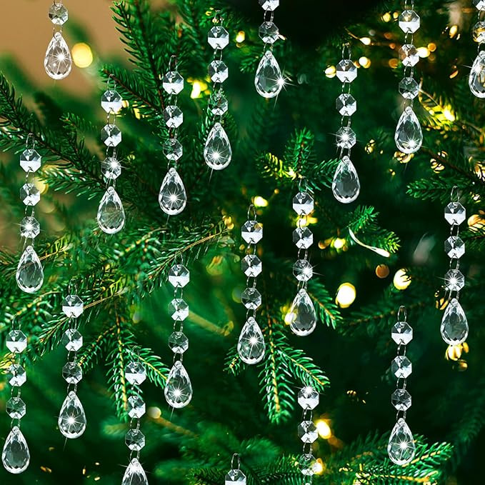 SUPREME XMAS Crystal Christmas Ornaments for Christmas Tree Decorations, 32pcs Clear Acrylic Hang... | Amazon (US)