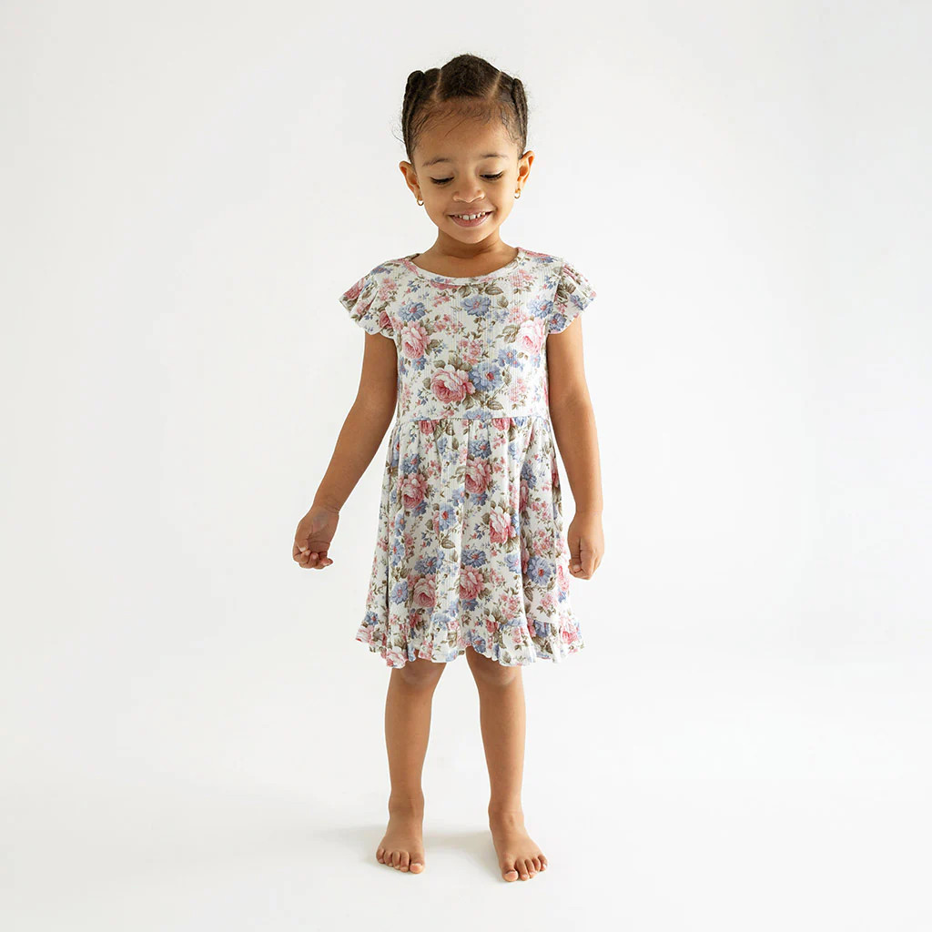 Pink White Cap Sleeve Girl Twirl Dress | Etta | Posh Peanut