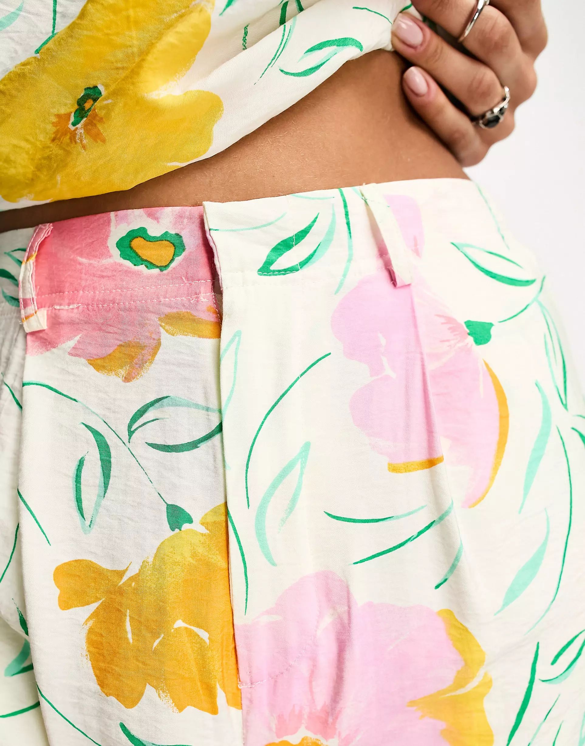 Object wide leg trouser co-ord in pink and yellow floral print | ASOS (Global)