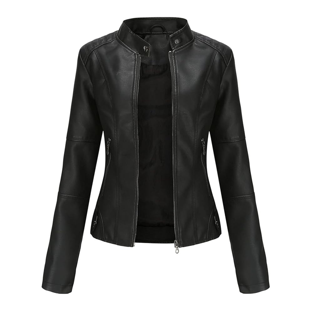 DEAR MODEL Faux Leather Jacket Women Bomber Jacket Women's Belted Motorcycle Jacket | Amazon (US)