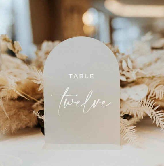 Frosted  Acrylic Arch Table Numbers - Frosted Acrylic Sign - Arch Table Numbers - Wedding Table D... | Etsy (US)