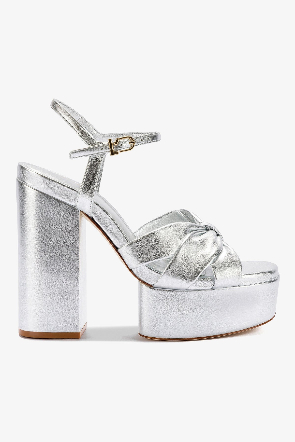 Vivienne Platform Sandal In Silver Metallic Leather | Larroude