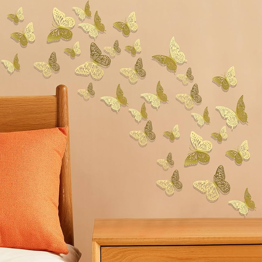 Butterfly Decorations, Butterfly Wall Decor, Room Decor, 3 Styles 3 Sizes, 3D Butterfly Decor, 24... | Amazon (US)