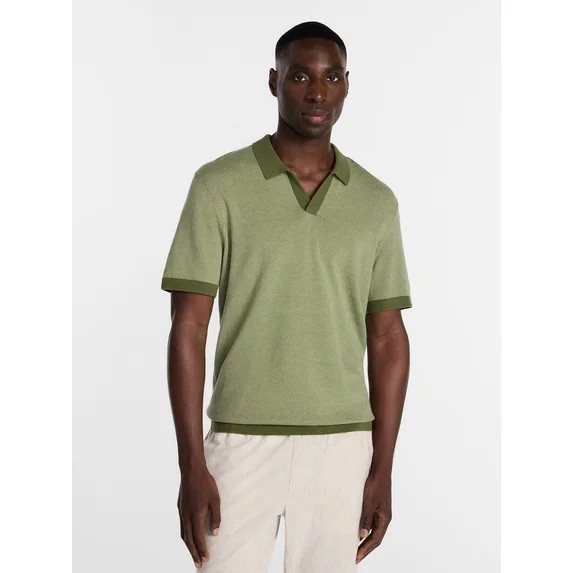 George Men's Knit Johnny Collar Polo Shirt, Sizes S-5XL | Walmart (US)