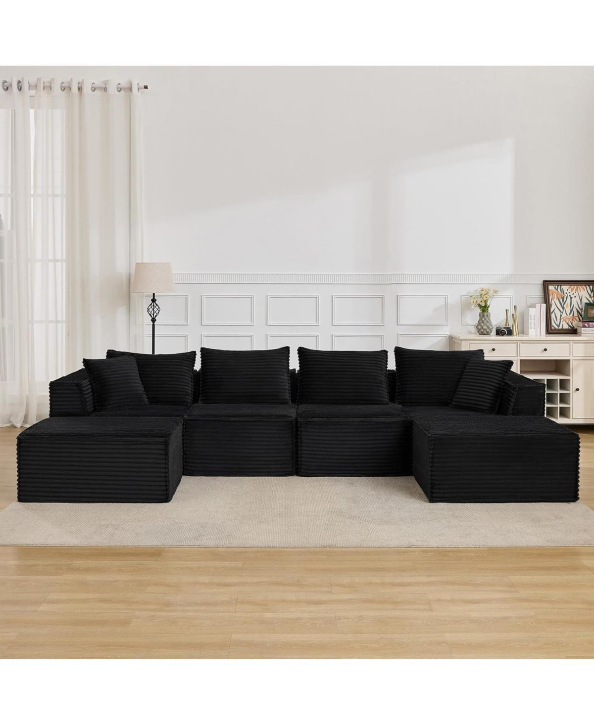 gaomon 137" Modular Sectional Sofa, U-Shaped Cloud Couch with Ottomans, No Assembly - Black | Macy's