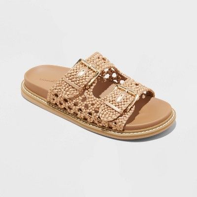 Women's Kylie Crochet Footbed Sandals - Universal Thread™ Tan 8.5 | Target