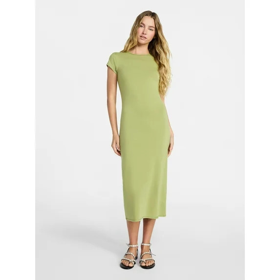 No Boundaries Midi Dress with Cap Sleeves, Women's & Women's Plus Sizes XXS-4X | Walmart (US)