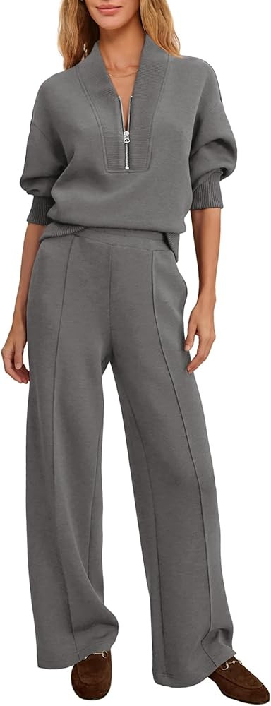 Yanekop Womens Lounge Sets 2 Piece Outfits Fall Travel Outfit Comfy Sweat Sets Half Zip Pullover ... | Amazon (US)
