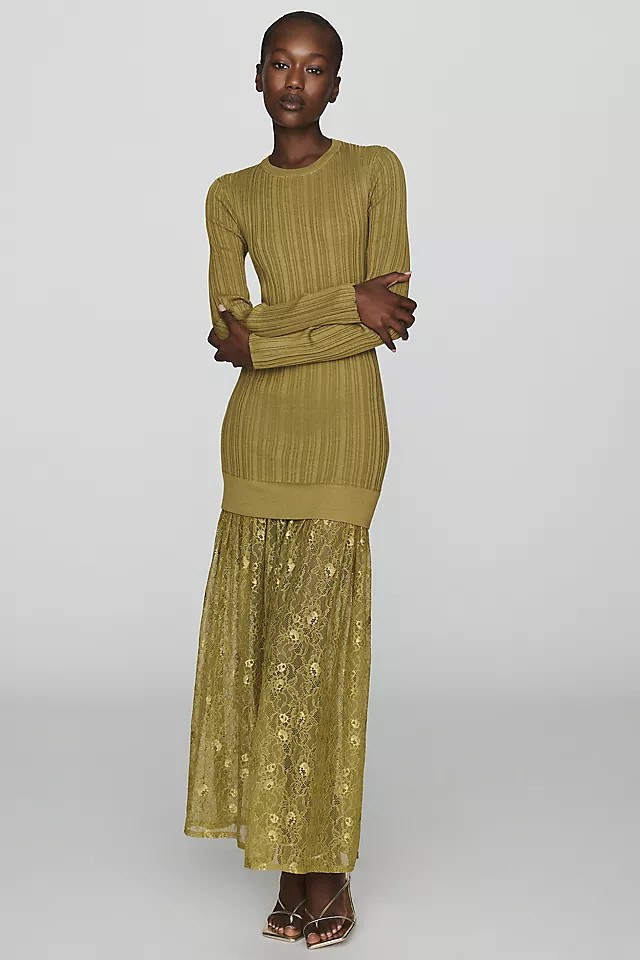 Lace Hem Knit Maxi Dress | Anthropologie (US)