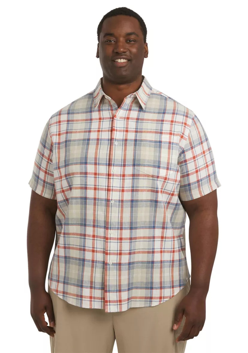 Big & Tall Stripe Linen Blend Woven Shirt | Belk