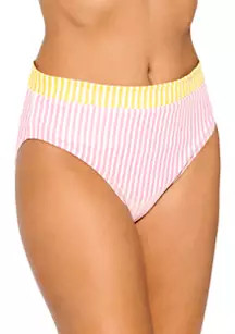Crown & Ivy™ Seersucker Banded High Waist Swim Bottoms | Belk
