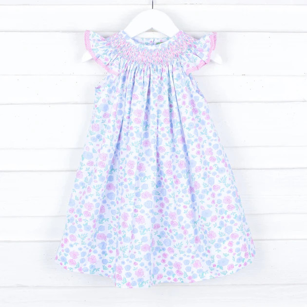 Geometric Smocked Garden Rose Dress | Classic Whimsy