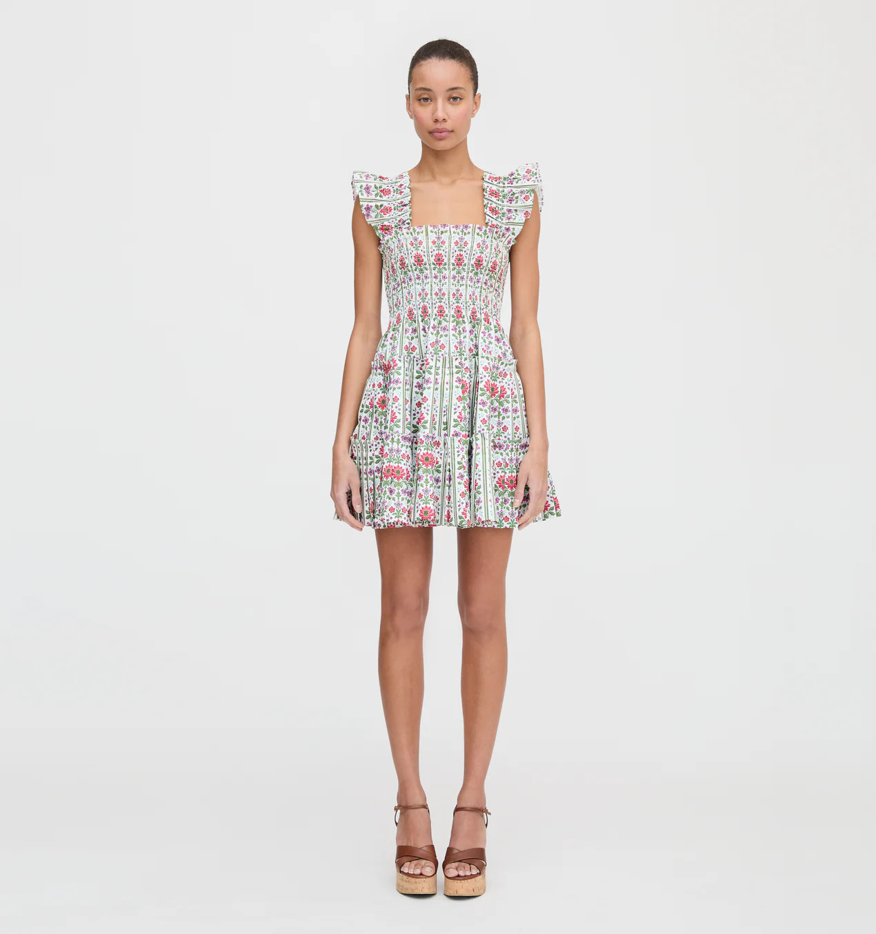 The Charlotte Nap Dress - Green Floral Block Stripe | Hill House Home US