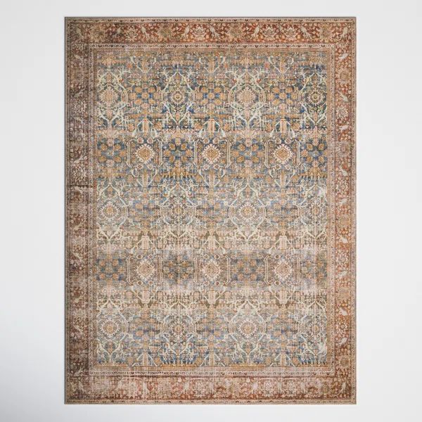 Pratt Performance Rust / Blue Rug | Wayfair North America