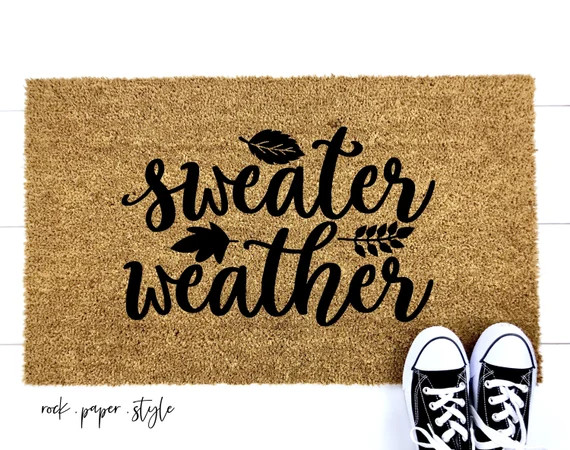 Sweater Weather Fall Door Mat  Layered Doormat Halloween | Etsy | Etsy (US)