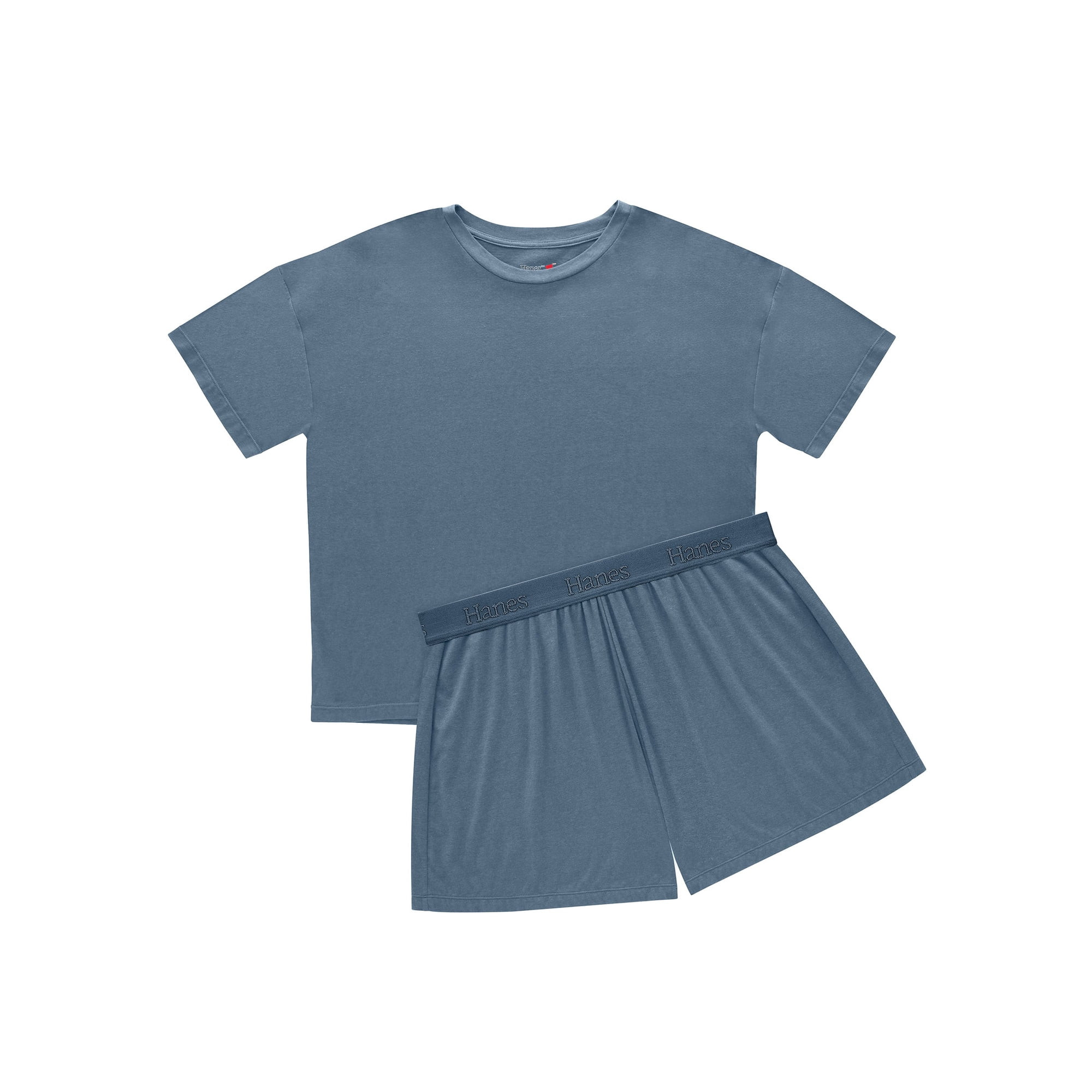 Hanes Comfywear Women s Pajama Set  Loungewear Top & Sleep Shorts Stargazer Grey/Stargazer Grey 2XL | Walmart (US)