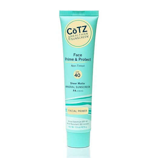 COTZ Face Prime & Protect Non-Tinted Mineral Sunscreen and Facial Primer Broad Spectrum SPF 40; P... | Amazon (US)