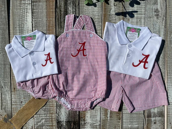Girl Boy Alabama Bubble and Polo Shirt Set Letter A Baby - Etsy | Etsy (US)
