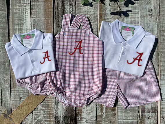 Girl Boy Alabama Bubble and Polo Shirt Set Letter A Baby - Etsy | Etsy (US)