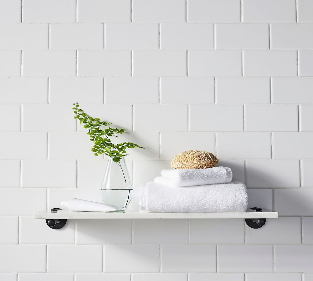 Linden Handcrafted Marble Single Tier Shelf | Pottery Barn (US)