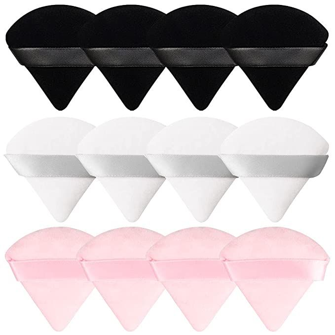 12 Pieces Triangle Powder Puff Makeup Sponge, Soft Velour Makeup Puff for Powder Black Makeup Spo... | Amazon (US)