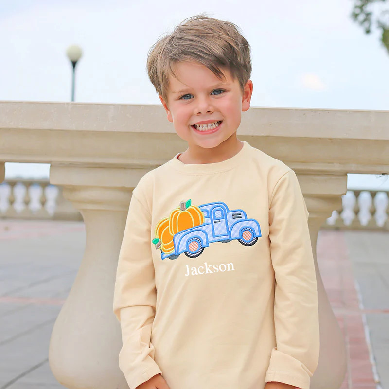 Pumpkin Truck Tan Long Sleeve Shirt | Classic Whimsy