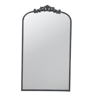 24 in. W x 42 in. H Classic Design Baroque Inspired Metal Framed Black Arch Mirror | The Home Depot