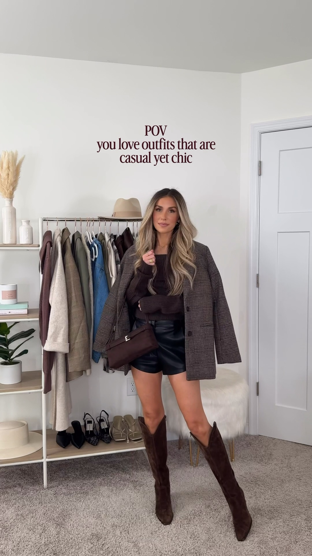 Casual yet chic early fall outfit inspo 🍂✨ I’ve never met a boots & shorts combo that I didn’t love! I got these leather shorts last year and had so much fun styling them throughout the season. They are perfect with a cozy sweater and I’ll take any chance to incorporate plaid 😍 

Shorts: 0/xs
Sweater: xs
Plaid blazer: xs
Boots: true to size 
Linking exact and similar options!

Comment “OUTFIT” to get all of my outfit details & sizing sent over to you directly! 💌

Fall Outfit, Fall Outfit Inspo, Fall 2026, Fall 2026 Fashion Trends, leather shorts, Abercrombie style, Abercrombie fall, fall capsule wardrobe, casual chic outfit

#LTKootd #LTKgrwm #LTKPetite