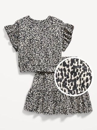 Jacquard-Knit Flutter-Sleeve Sweatshirt & Skirt Set for Toddler Girls | Old Navy (US)