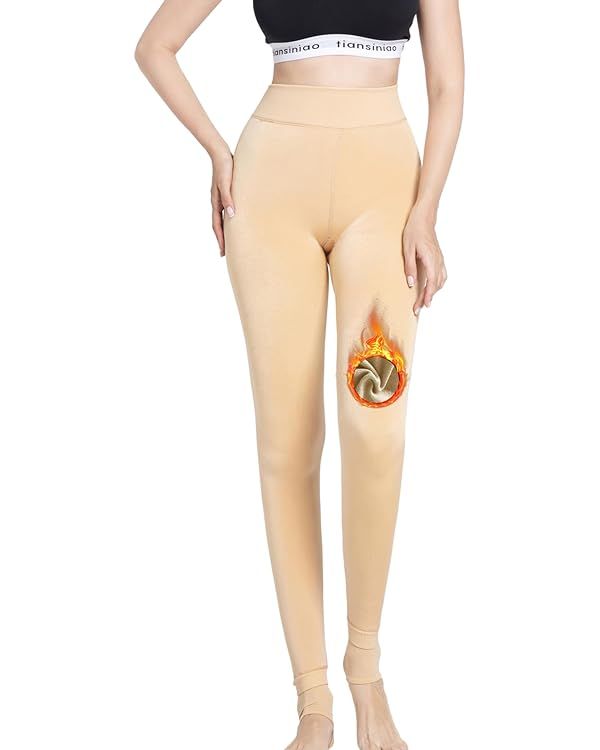 Romastory Winter Warm Leggings Women Elastic Thermal Legging Pants Fleece Lined Thick Tights | Amazon (US)