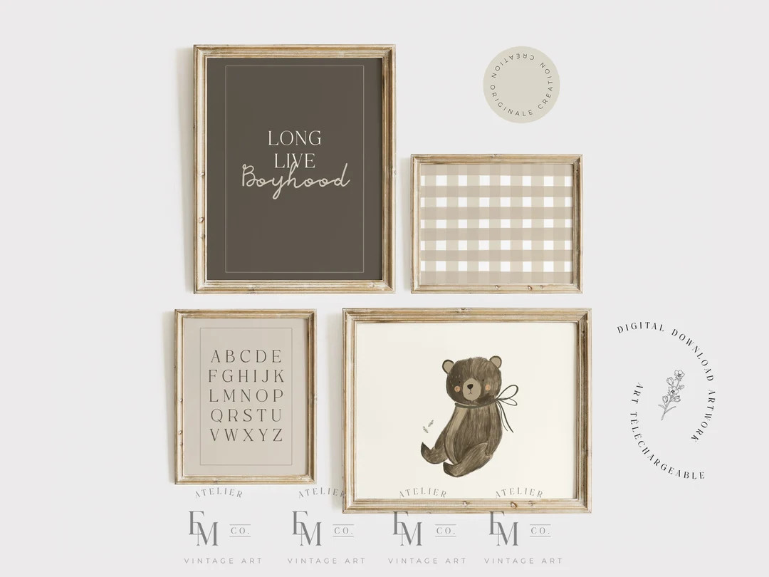 Printable Vintage Gallery Wall Art Set, Set of 4 Vintage Child Prints, Farmhouse Decor, Digital P... | Etsy (US)