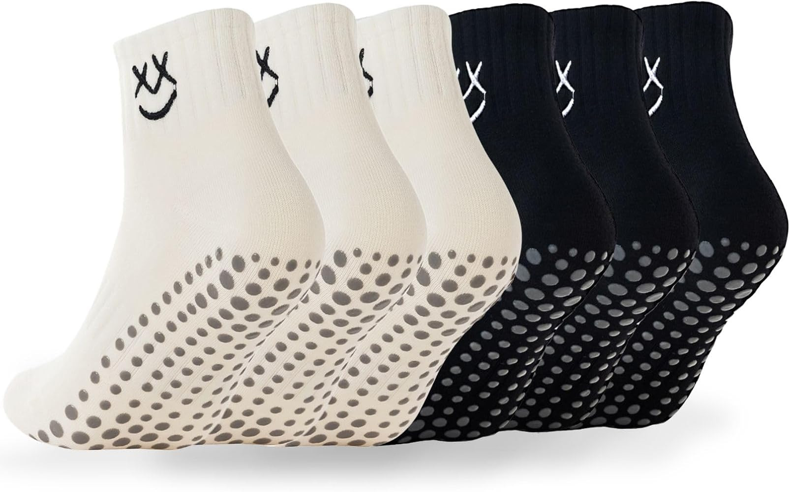 Soxbang 3/6 Pairs Cute Pilates Socks with Grips,Yoga Socks Barre Sock Non Slip Grip Embroidery fo... | Amazon (US)