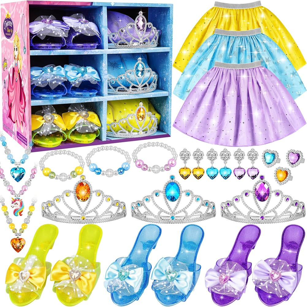 Princess Jewelry Boutique Dress Up & Elegant Shoe, Role Play Fashion Accessories of Crowns, Skirt... | Amazon (US)