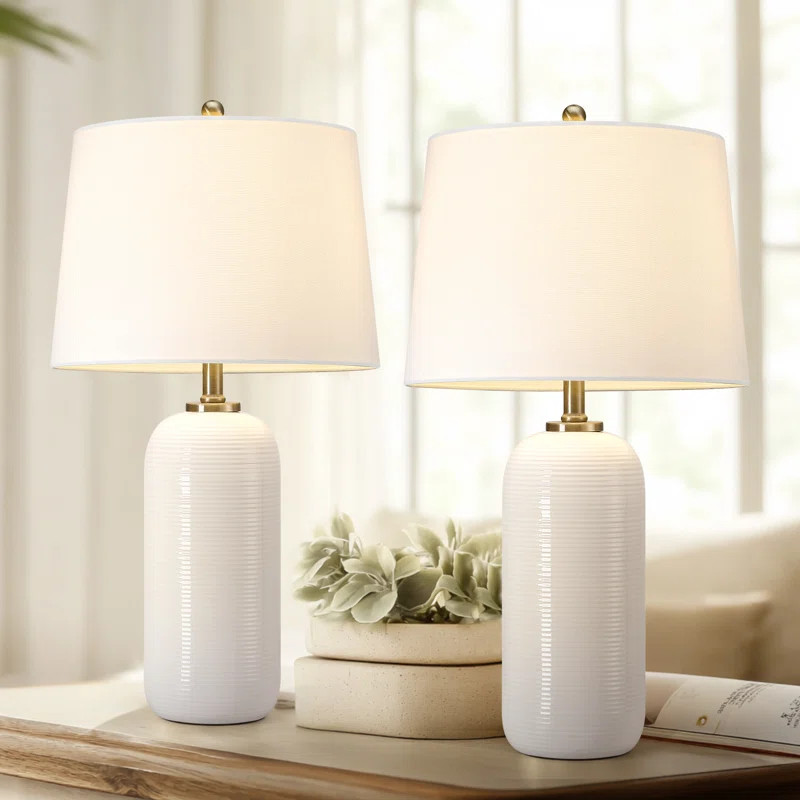 2-Pack 3-Way White Ceramic Table Lamp (Set of 2) | Wayfair North America