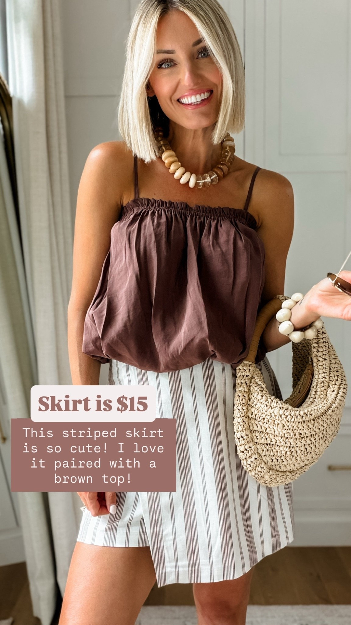 When I saw this brown striped skirt, I envisioned it with this brown top I already owned! Love how it looks together! Skirt is on sale for only $15! 👏🏼 Wearing S!

Loverly Grey, Target sale, July 4th sale, summer outfit

#LTKSeasonal #LTKSaleAlert
