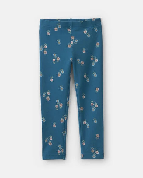 Toddler Girl Floral Pull-On Stretch Leggings - Blue | Carter's Inc
