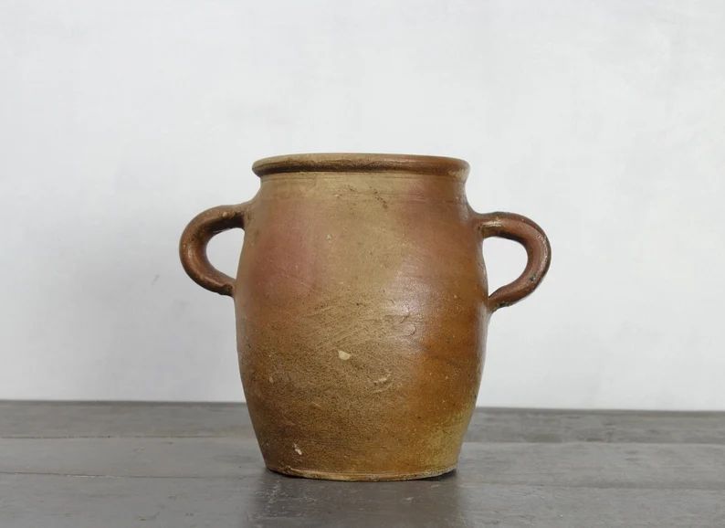French Vintage Pot Confit Pot Salting Tub Vase Glazed - Etsy | Etsy (US)
