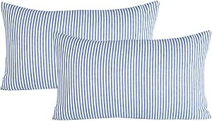 JES&MEDIS Set of 2 Pillowcase Cotton Striped Home Decorative Rectangular Throw Pillow Covers Cush... | Amazon (US)