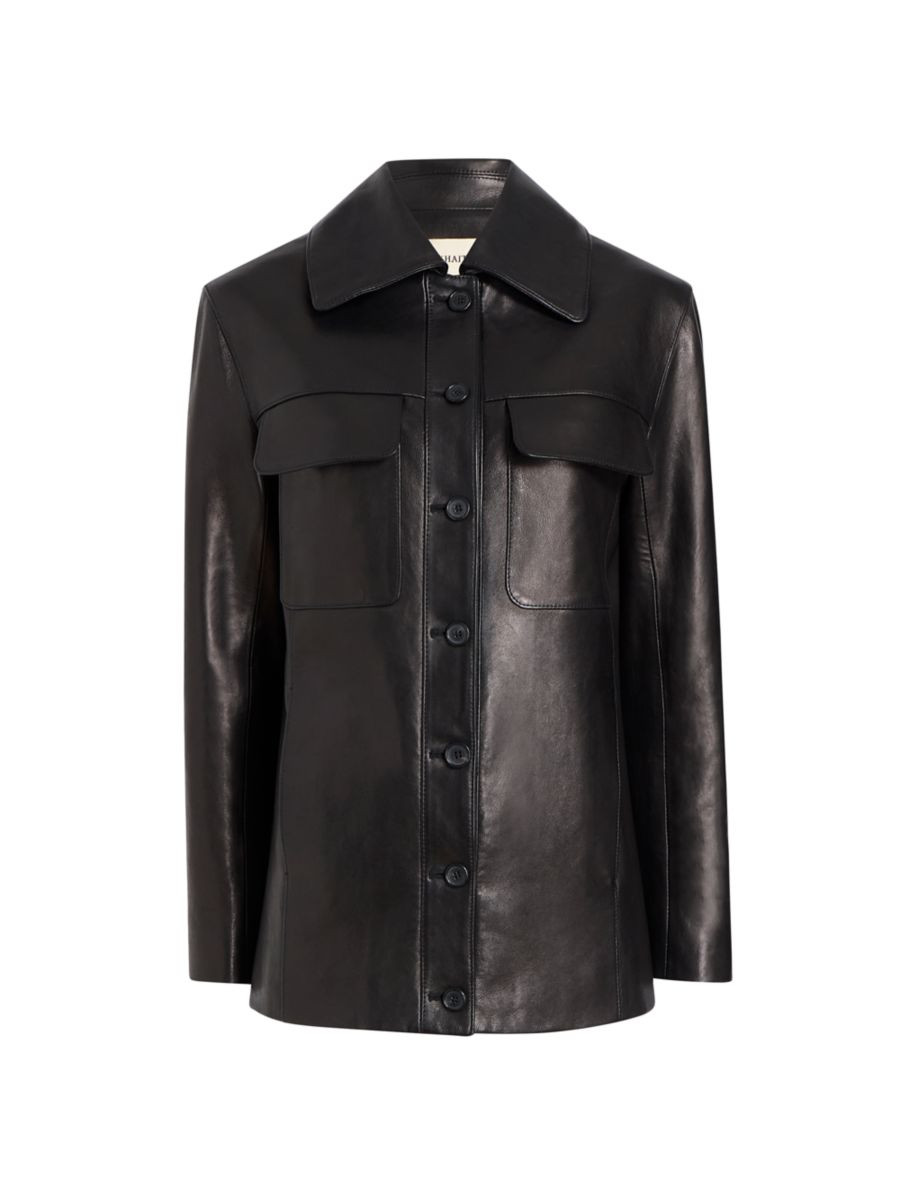 Iana Leather Button-Front Shirt Jacket | Saks Fifth Avenue