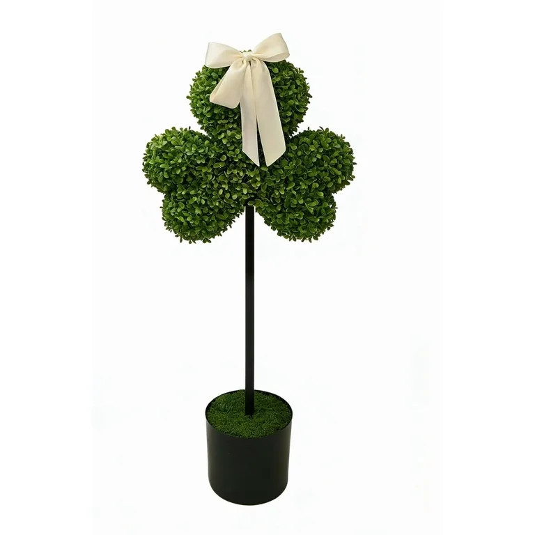 2.6ft St. Patrick's Day Boxwood Clover Topiary Outdoor, St. Patrick's Day Clover Shaped Topiary T... | Walmart (US)