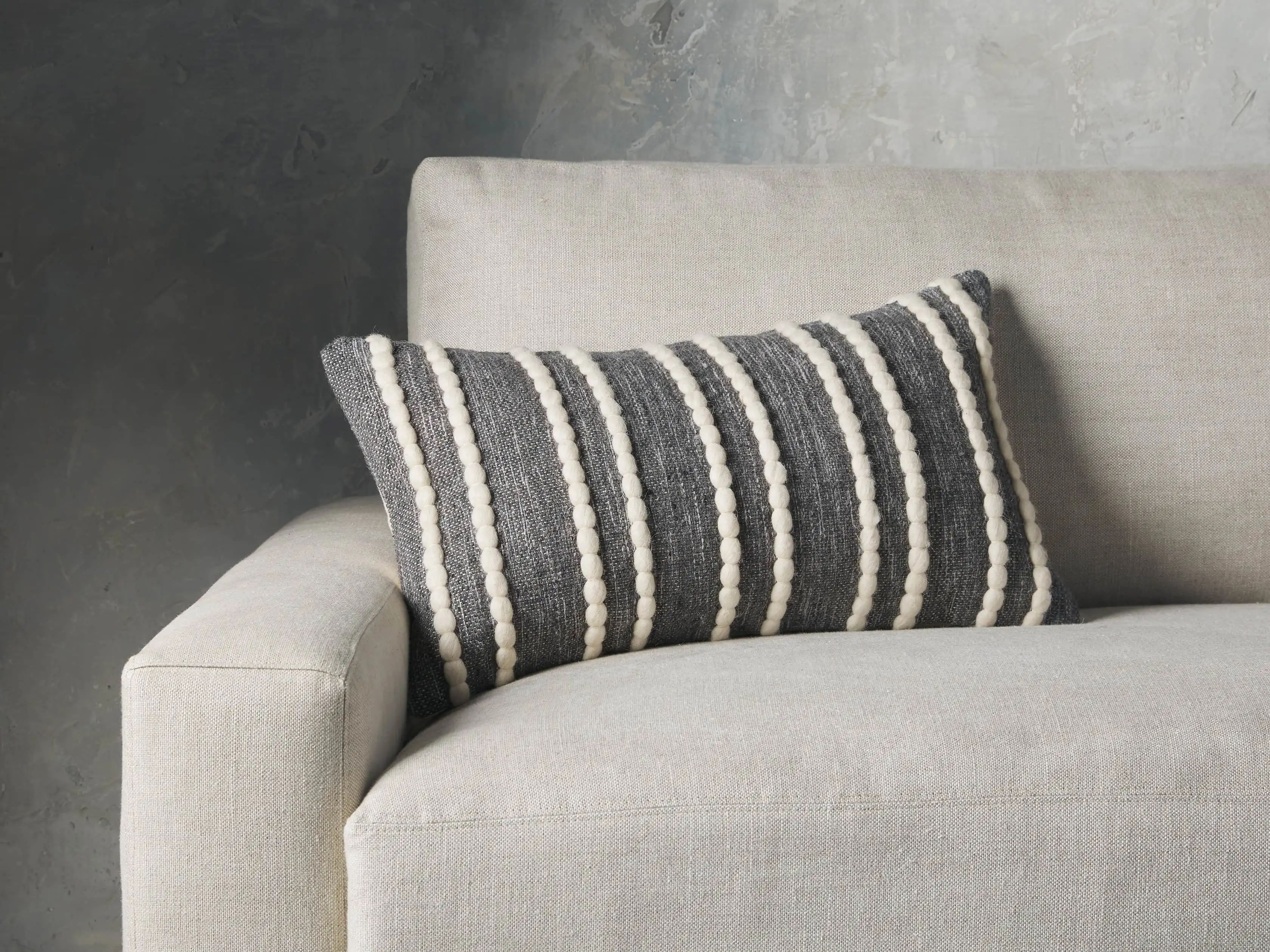 Chunky Stripe Lumbar Pillow in Charcoal | Arhaus
