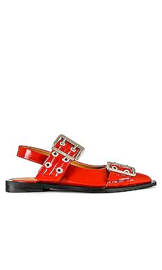 Ganni Buckle Ballerina Naplack in Racing Red from Revolve.com | Revolve Clothing (Global)