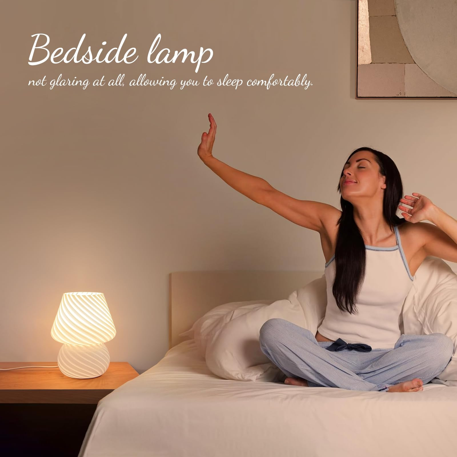 ONEWISH Mushroom Lamp Small Bedside Table Lamp-Nightstand Nightlight Dimmable Stepless, Transluce... | Amazon (US)