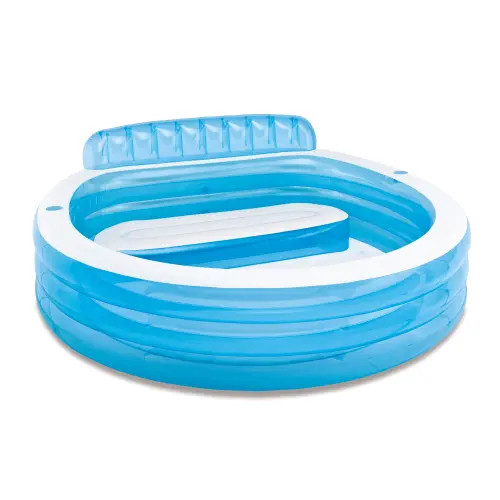 Intex Blue Inflatable Family Lounge Swim Center with Built-in Bench and Cup Holder, 90"" x 86"" x 31"" in Multicolored at Nordstrom | Nordstrom