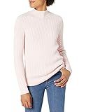 Amazon Essentials Women's Classic-Fit Lightweight Cable Long-Sleeve Mockneck Sweater, Light Pink, Me | Amazon (US)