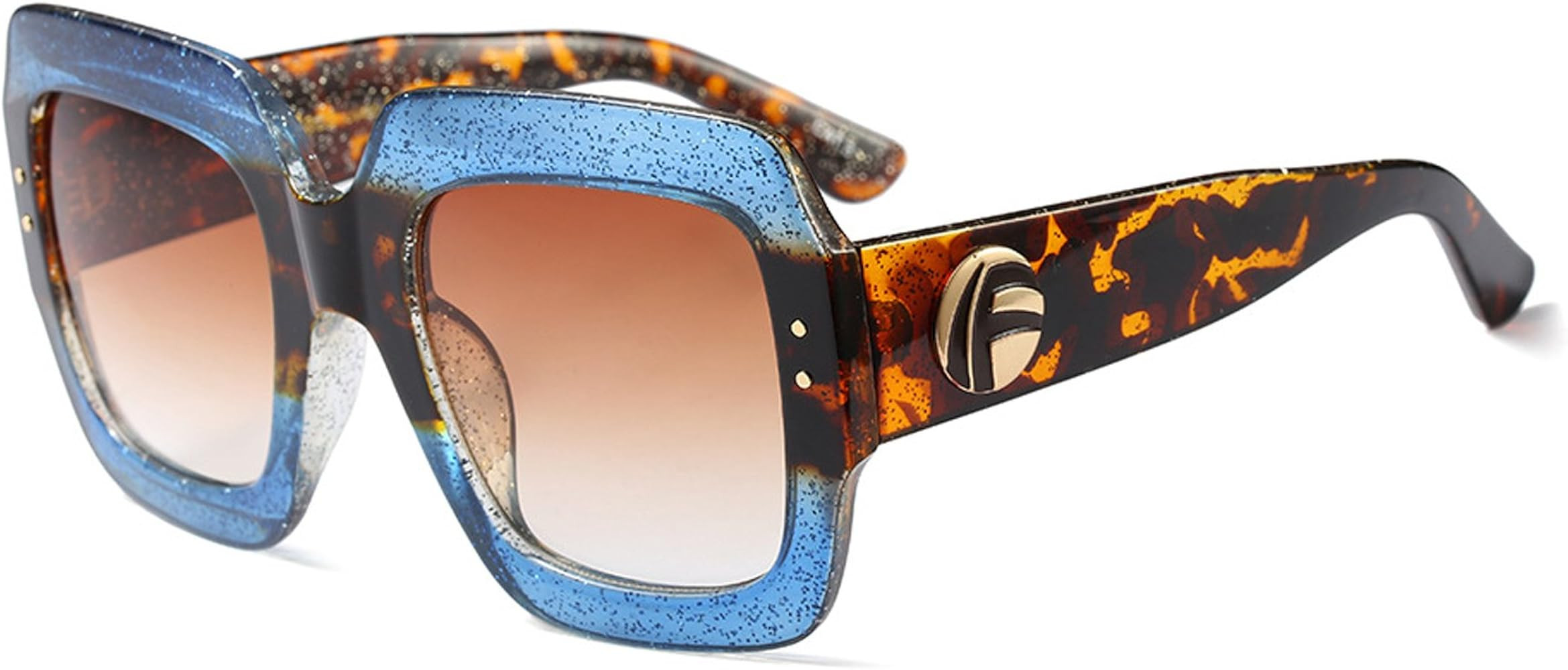 FEISEDY Oversized Square Sunglasses Multi Tinted Glitter Frame Stylish Inspired B2276 | Amazon (US)