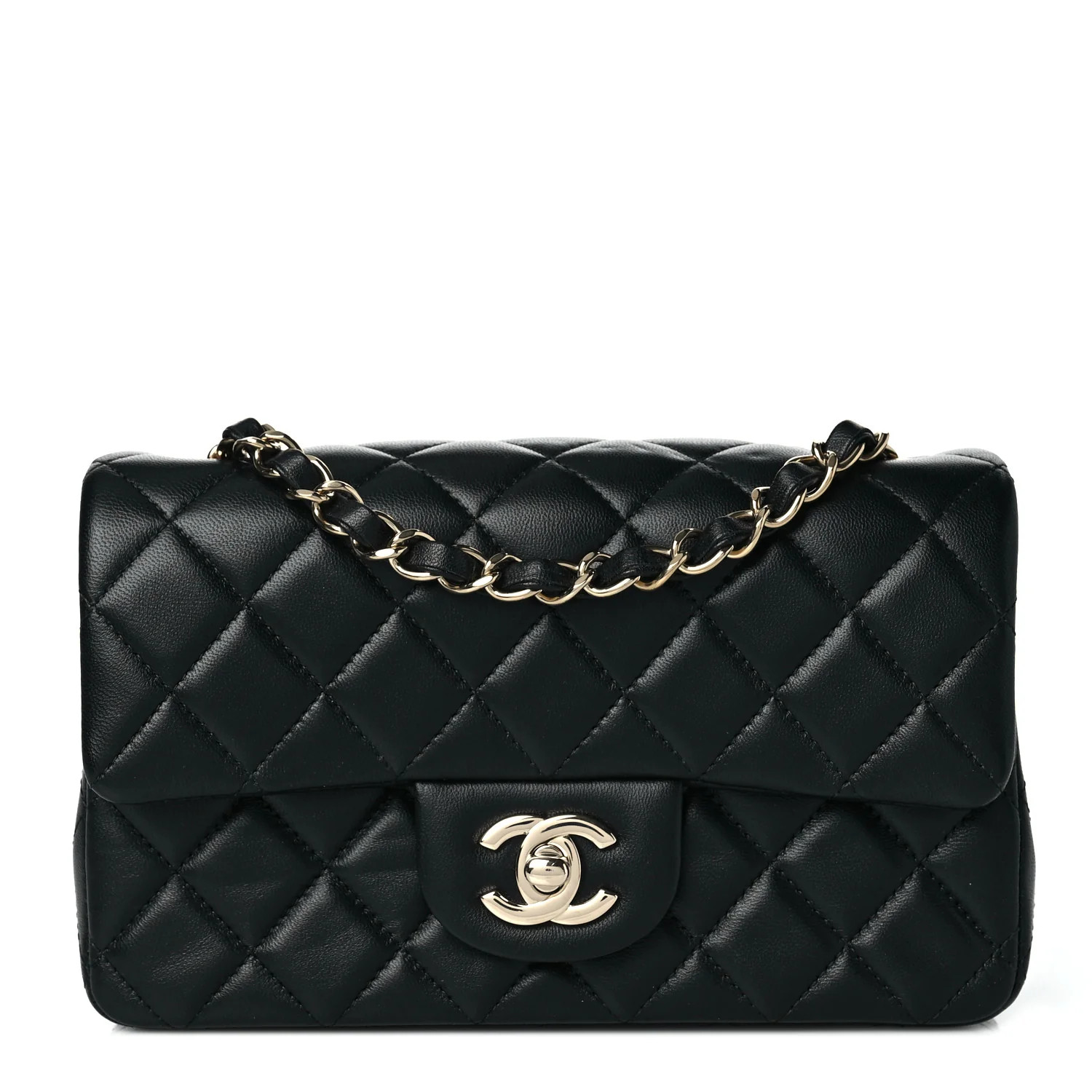 CHANEL Lambskin Quilted Mini Rectangular Flap Black | FASHIONPHILE (US)
