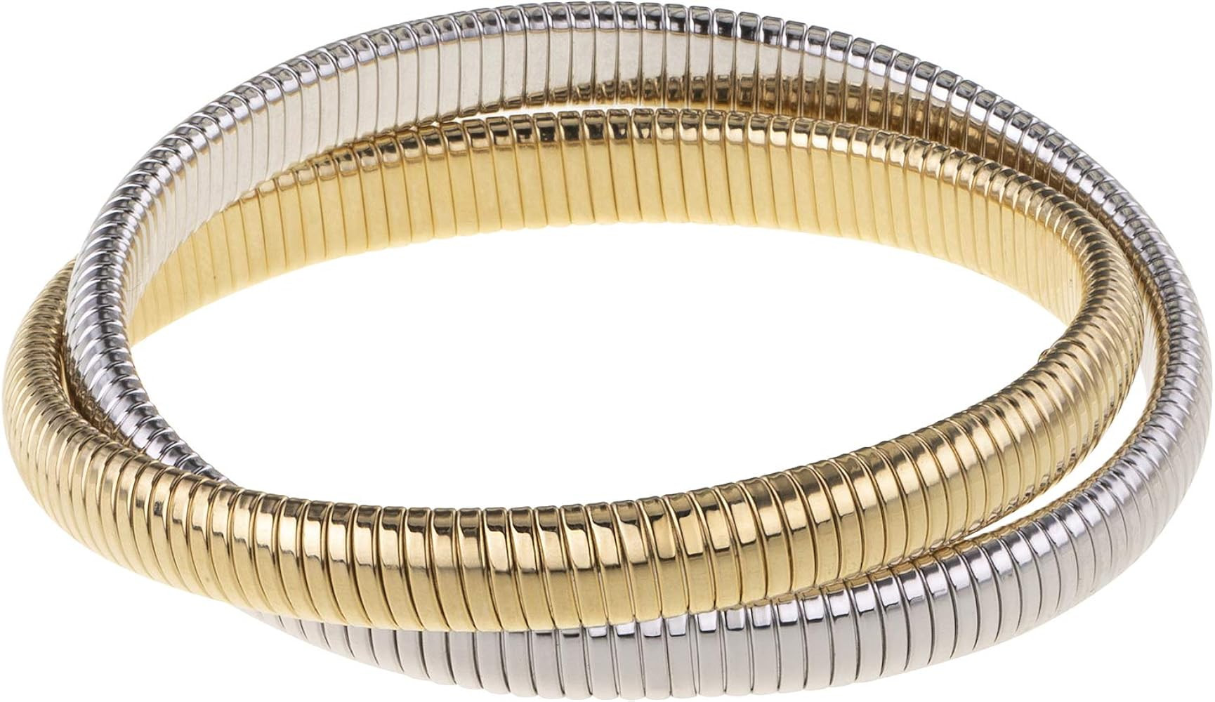Amazon.com: JANIS BY JANIS SAVITT High Polished Rhodium and Yellow Gold Double Cobra Bracelet wit... | Amazon (US)